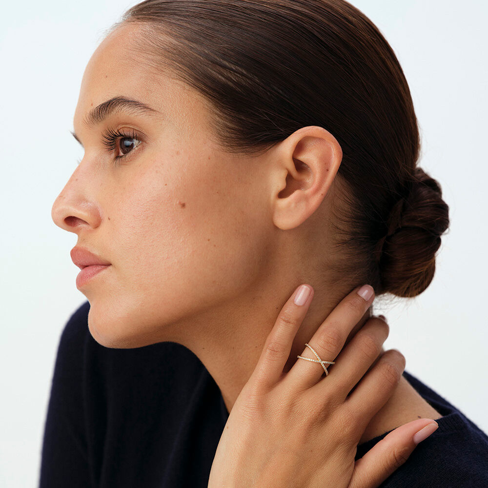 Thin ring BARSHINE - Crystal / Golden - Jewellery  | Agatha