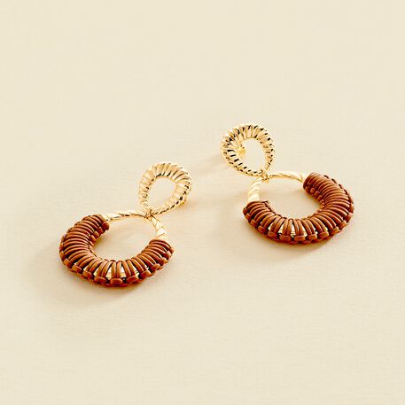 Long earrings TWIGGY - gold / camel - All jewellery  | Agatha