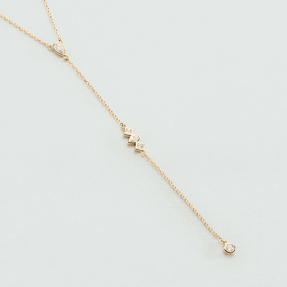 Mid-length necklace PIRAMIDE - Crystal / Golden - Jewellery  | Agatha