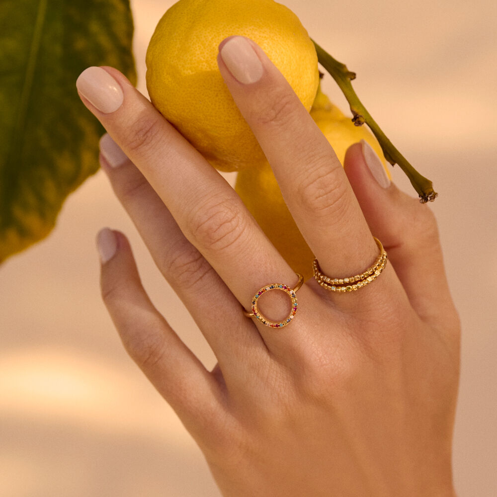 Thin ring RAINBOW - Multicolor / Gold - Coloured jewels  | Agatha