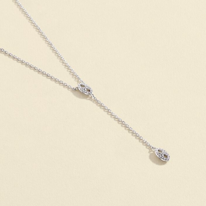 Mid-length necklace ETREINTE - Crystal / Silver - All jewellery  | Agatha