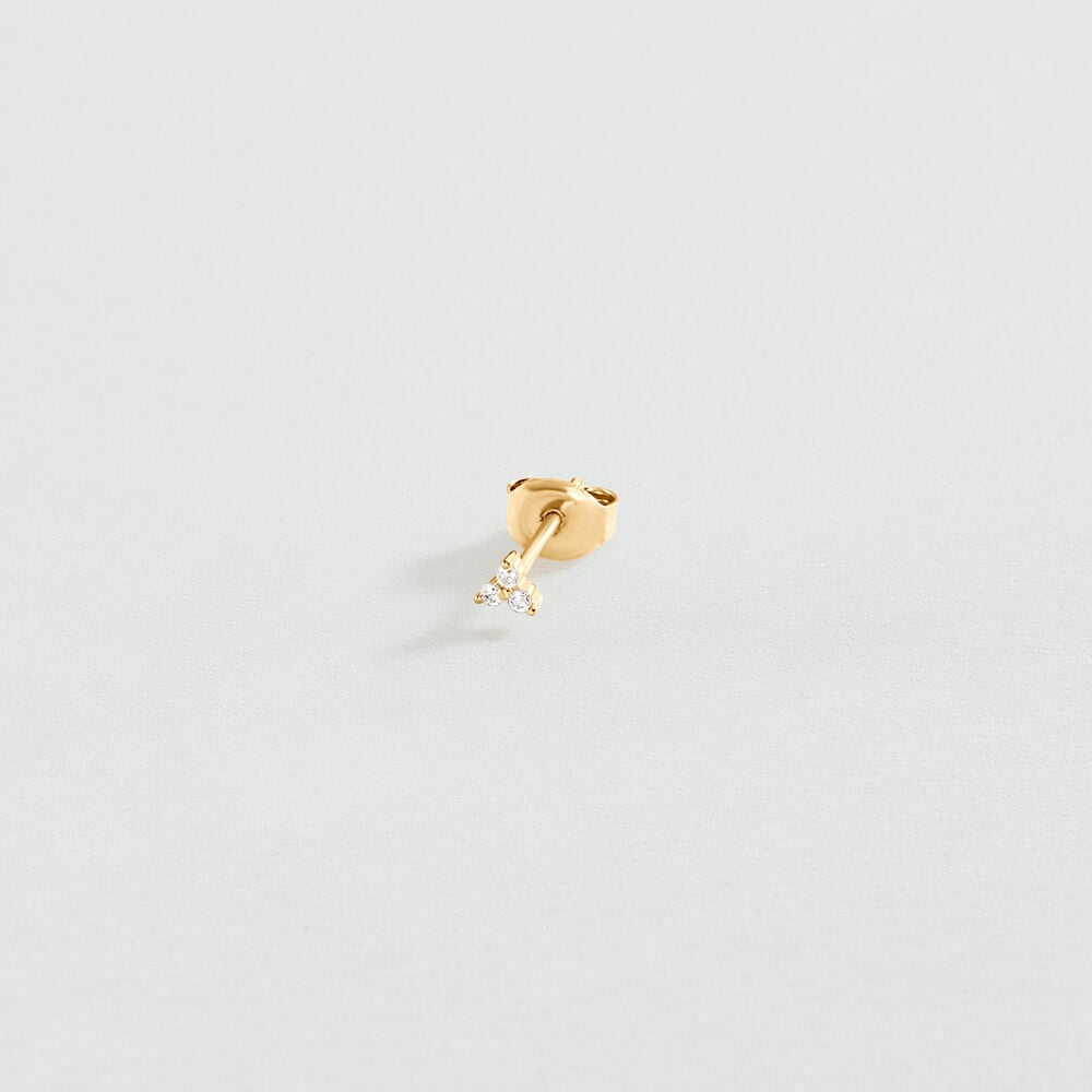 Single stud earring MIX & MATCH - Crystal / Golden - Genuine silver  | Agatha