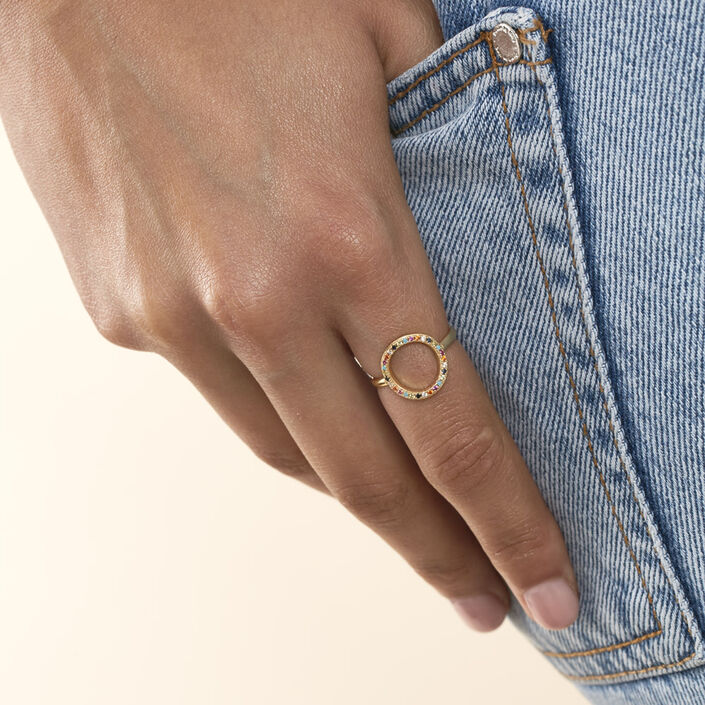 Thin ring RAINBOW - Multicolor / Gold - All jewellery  | Agatha