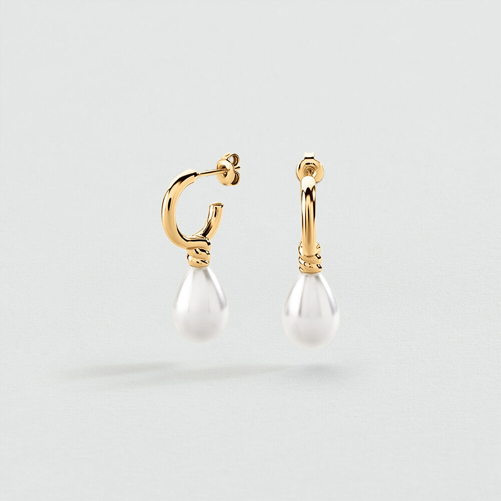 Hoops PEARL BATIGNOLLES - Pearl / Gold - Earrings  | Agatha