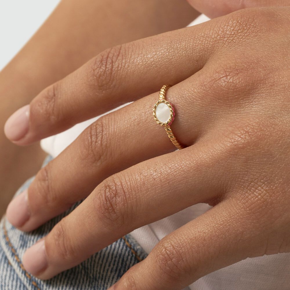 Thin ring ATMA - Mother-of-pearl / pink - Outlet  | Agatha