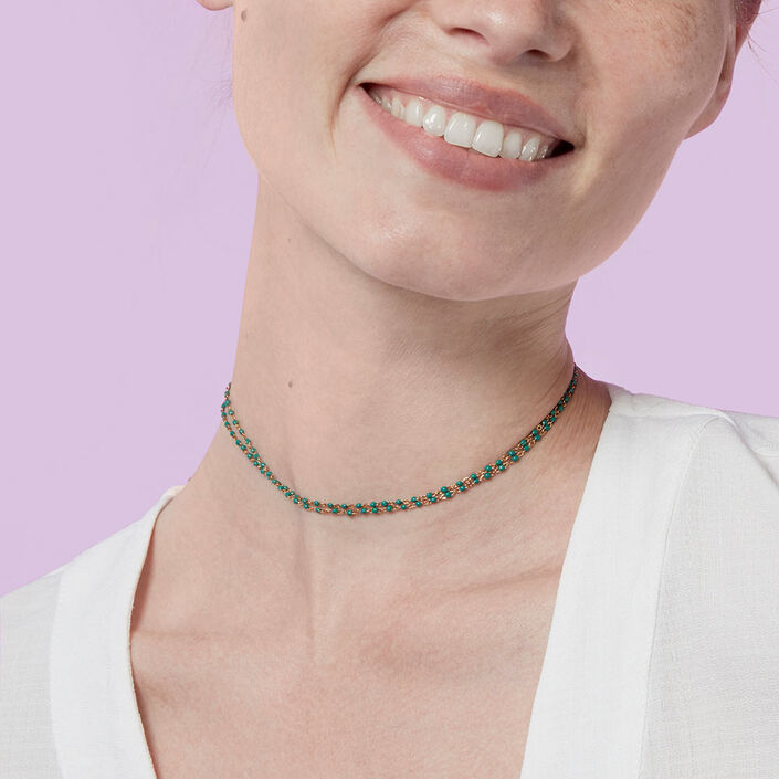 Mid-length necklace SMARTY - Green / Gold - All jewellery  | Agatha