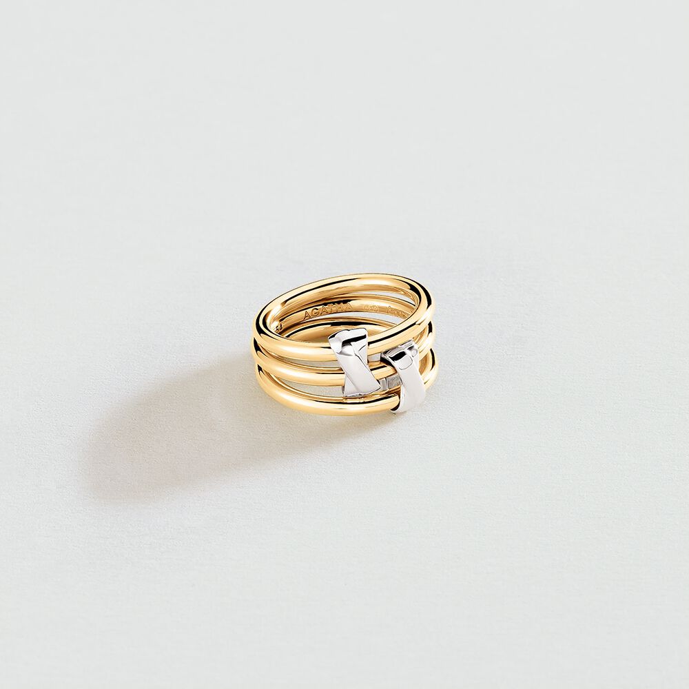 Large ring AFFINITE - Gold / Silver - Genuine silver  | Agatha