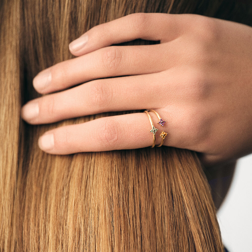Thin ring BELOVED - Multicolor / Gold - Genuine silver  | Agatha