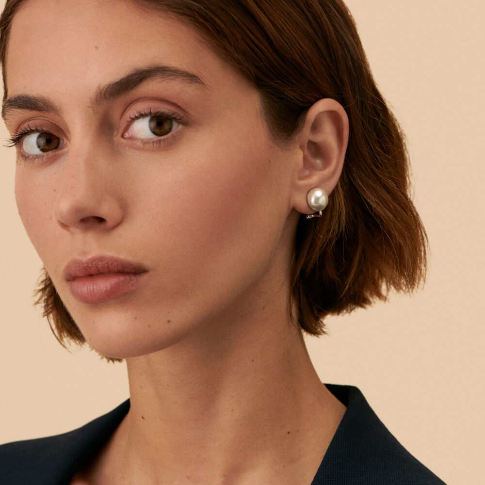 Clip earrings PERLYS - Pearl / Silver - Clip earrings  | Agatha