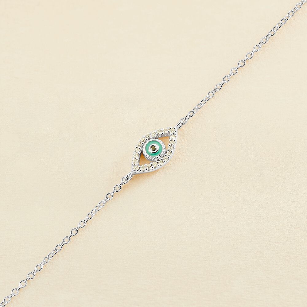 Link bracelet LUCKY EYE - Turquoise / Silver - All jewellery  | Agatha