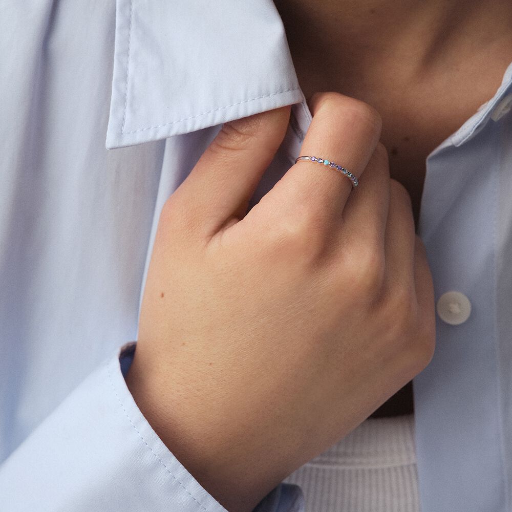 Thin ring BELOVED - Multicolor / Silver - Genuine silver  | Agatha