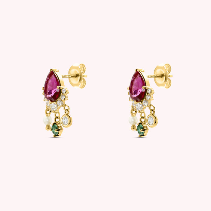 Long earrings ASTRE - Pink / Gold - All earings  | Agatha