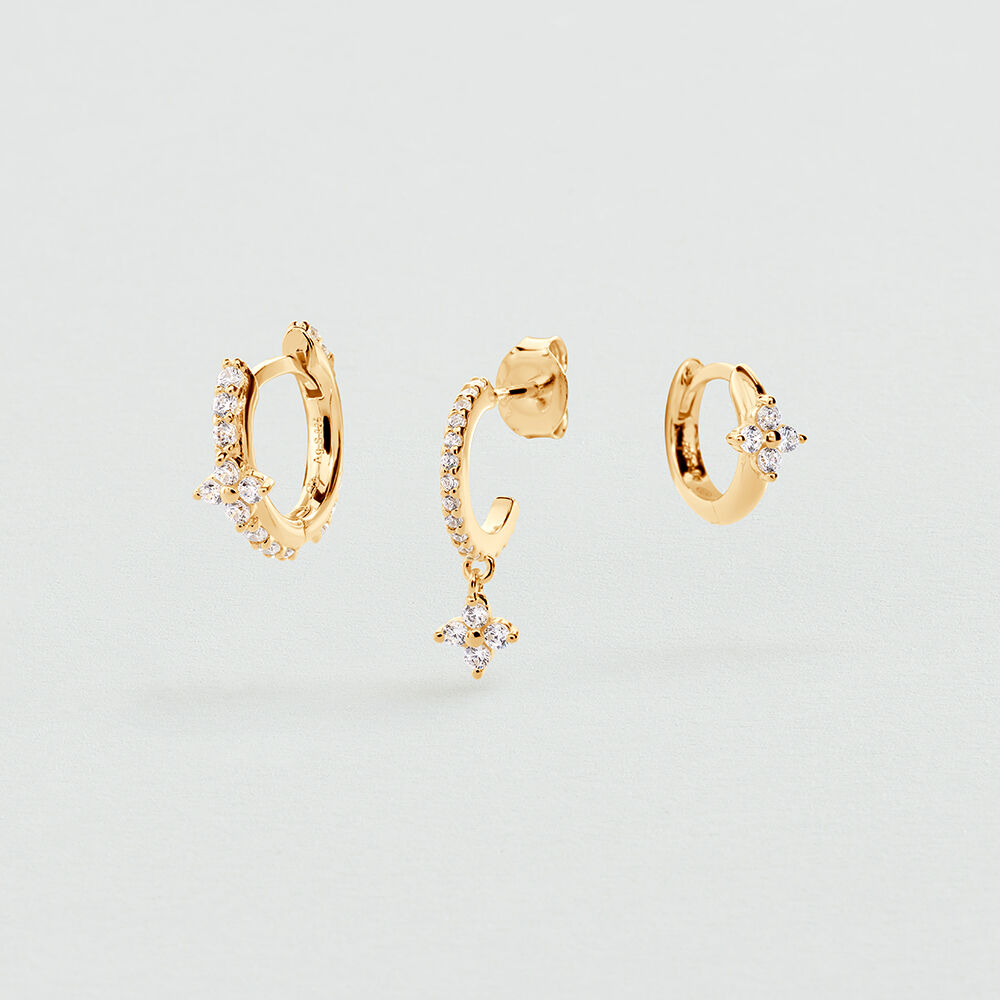 Earring set EAR20BELOVED - Crystal / Golden - Genuine silver  | Agatha