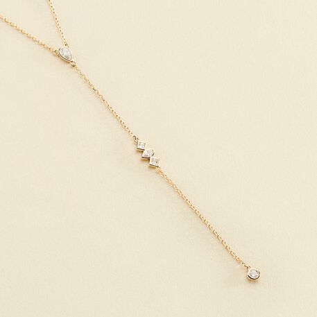 Mid-length necklace PIRAMIDE - Crystal / Golden - All jewellery  | Agatha