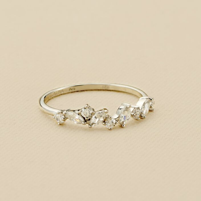 Thin ring PLEIADES - Crystal / Silver - All jewellery  | Agatha