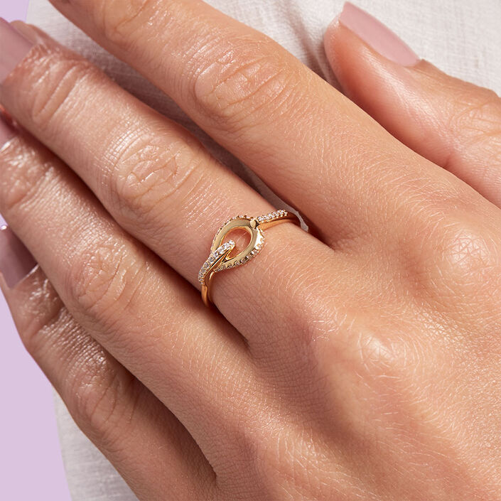 Thin ring GEMINI - Crystal / Golden - All jewellery  | Agatha