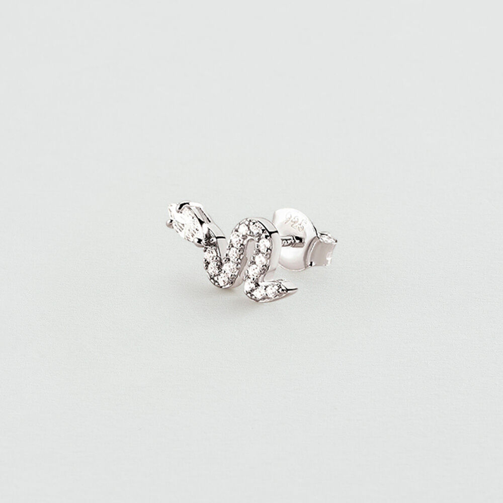 Stud earrings SNAKE MIX & MATCH - Crystal / Silver - Genuine silver  | Agatha