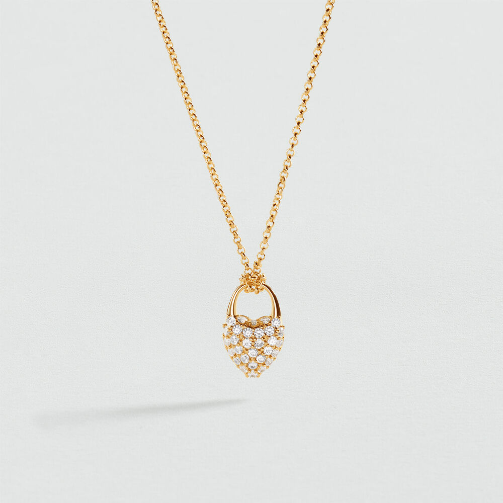 Mid-length necklace VICTOIRE PAV&Eacute; HEART - Crystal / Golden - Jewellery  | Agatha