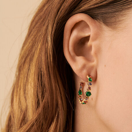 Hoops ASTRE - Multicolor / Gold - All earings  | Agatha