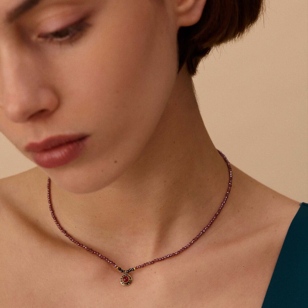 Choker necklace RUBI - Red / Gun - Choker necklace  | Agatha