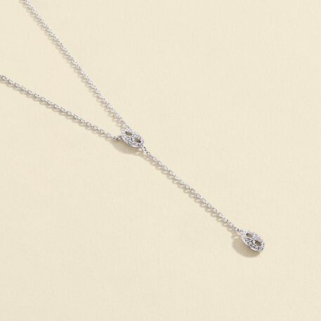 Mid-length necklace ETREINTE - Crystal / Silver - All jewellery  | Agatha