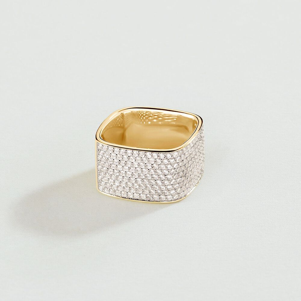 Large ring SISSI - Crystal / Golden - Genuine silver  | Agatha