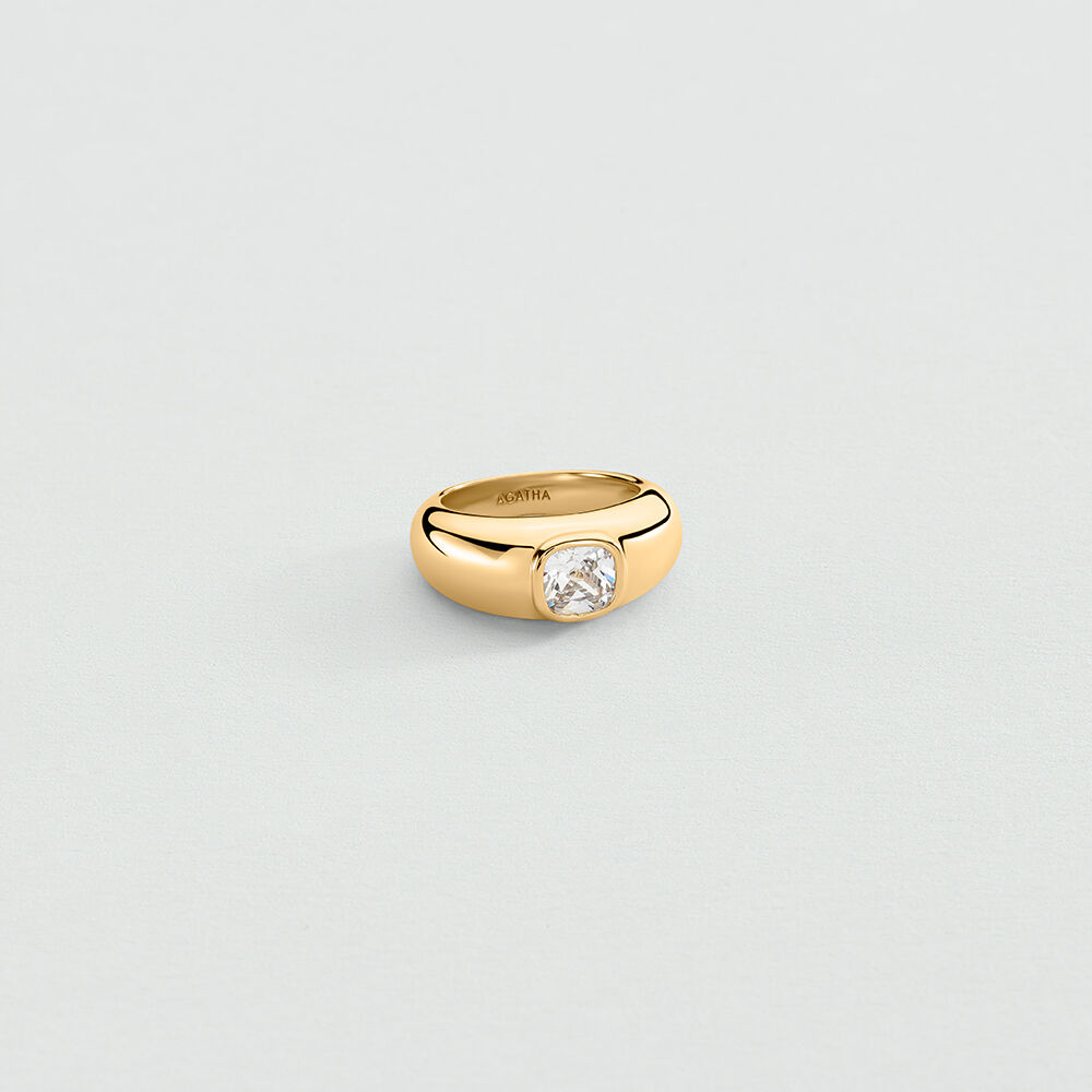 Thin ring CUSHION VICTOIRE - Crystal / Golden - Jewellery  | Agatha