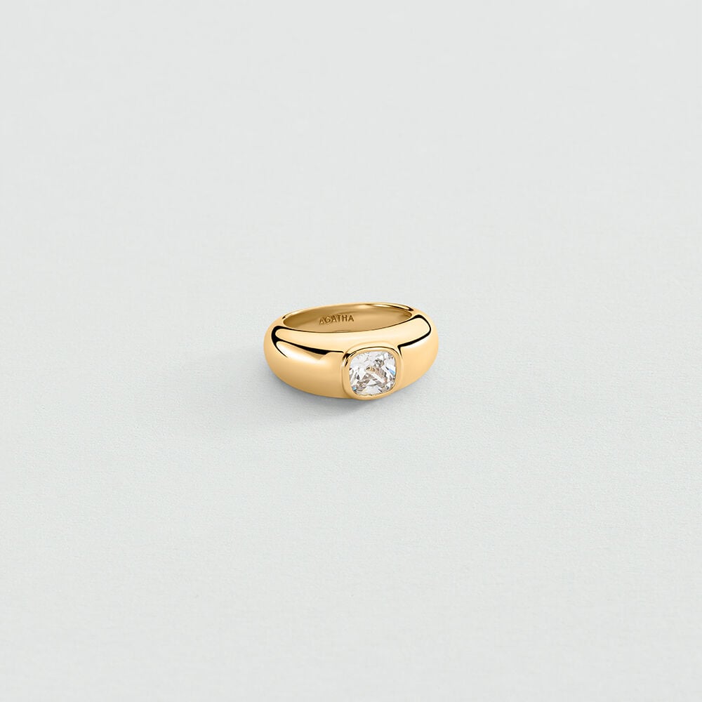 Thin ring CUSHION VICTOIRE - Crystal / Golden - Jewellery  | Agatha