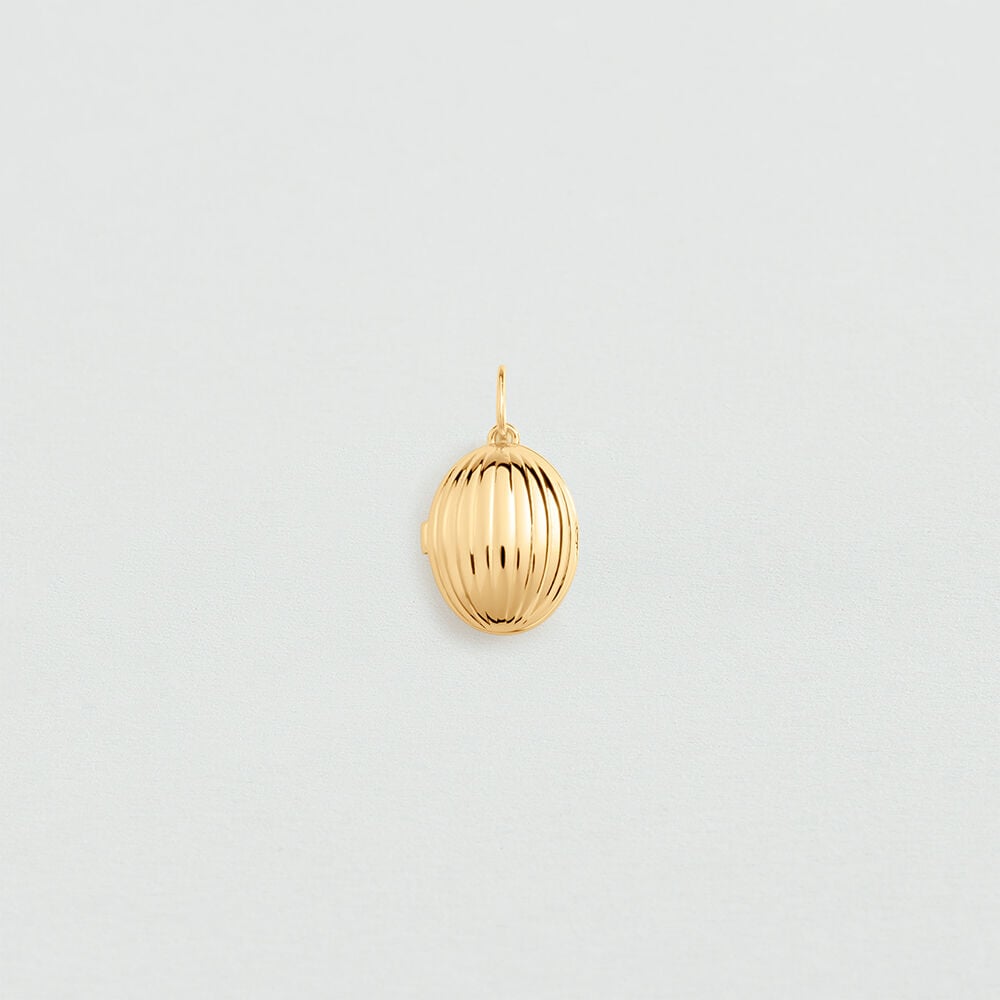 Pendant STRIPED LOCKET - Golden - Jewellery  | Agatha