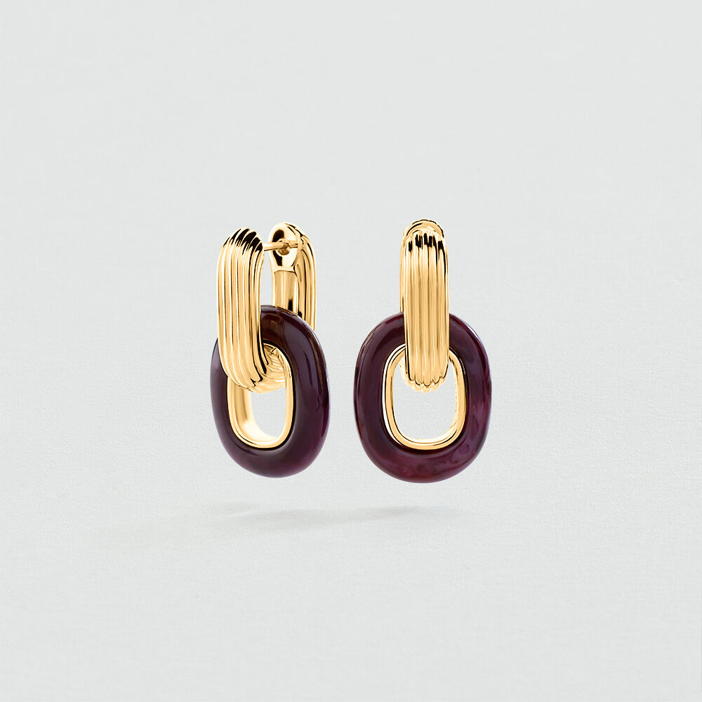 Hoops PALAIS ROYAL SMALL - Aubergine / Gold - Earrings  | Agatha