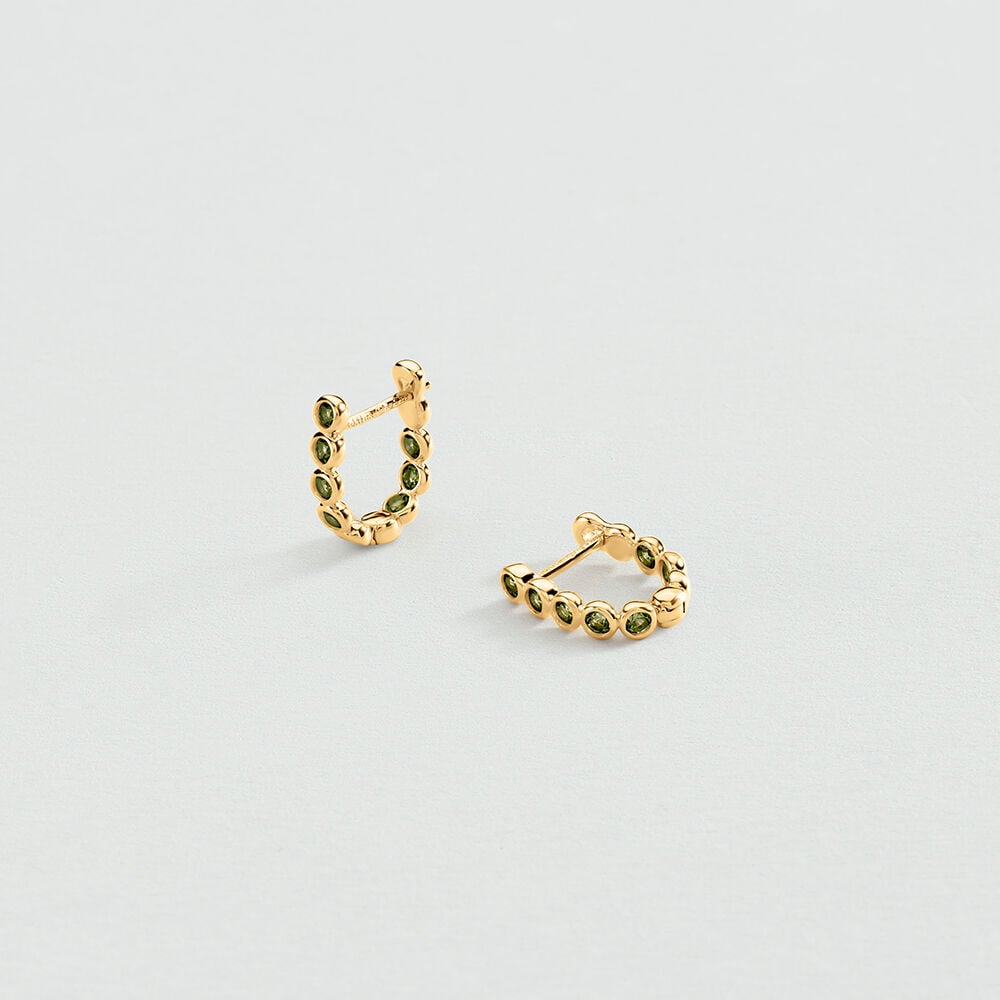 Hoops OD&Eacute;ON - Green / Golden - Earrings  | Agatha