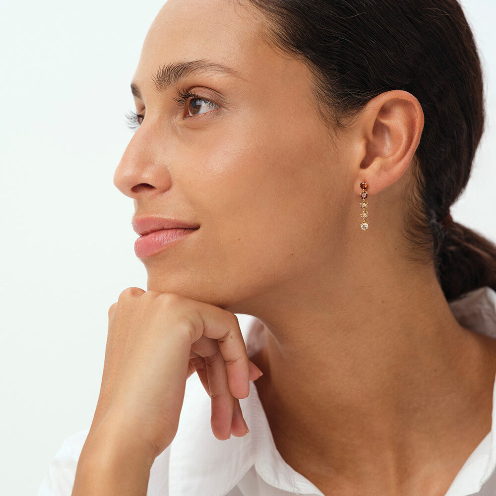 Long earrings LUTETIA - Brown / Gold - Earrings  | Agatha