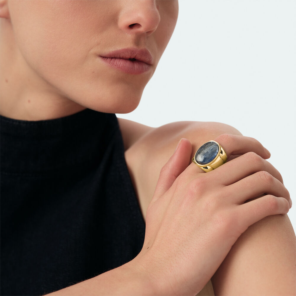 Large ring LA RIVIERA - Blue / Gold - Large ring  | Agatha