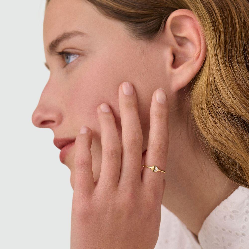 Thin ring MAHINA - Crystal / Golden - Jewellery  | Agatha
