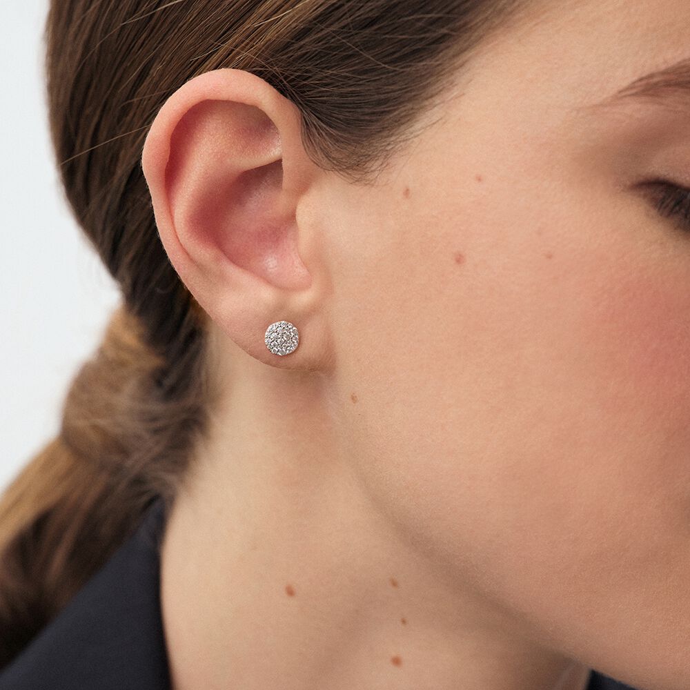 Stud earrings CRYSTAL - Crystal / Golden - Genuine silver  | Agatha