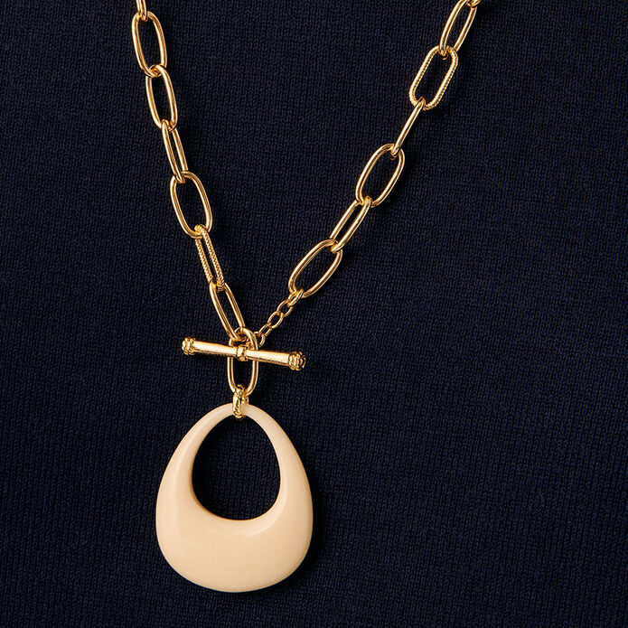 Long necklace BRIGITTE - Ivory / Gold - All jewellery  | Agatha