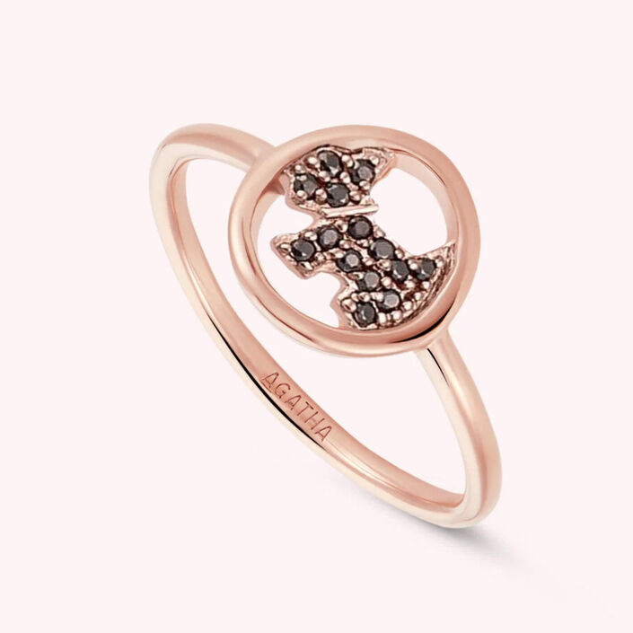 Thin ring PIBLACK - Black / Pink - All jewellery  | Agatha