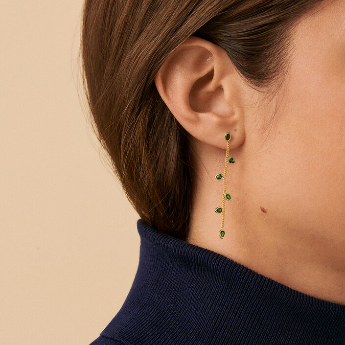 Long earrings NEITH - Green / Golden - All earings  | Agatha