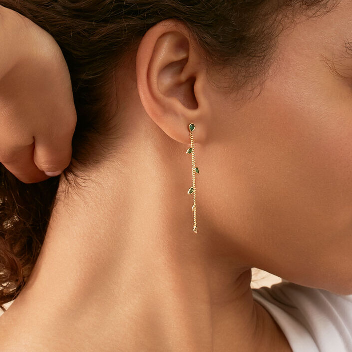 Long earrings NEITH - Green / Golden - All earings  | Agatha