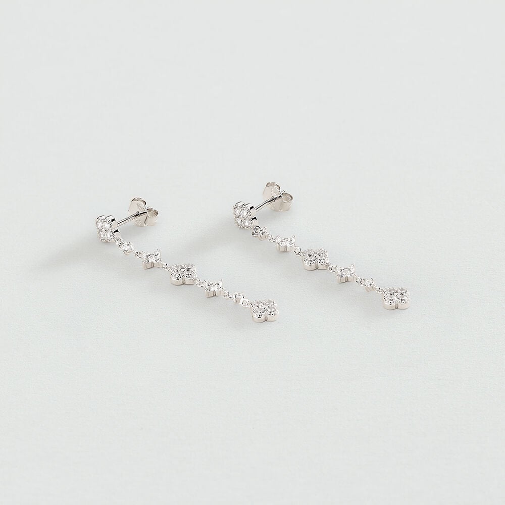 Long earrings BELOVED - Crystal / Silver - Genuine silver  | Agatha