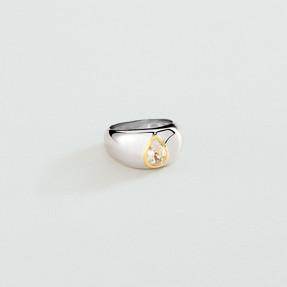 Large ring VICTOIRE - Crystal / Silver - 1974  | Agatha