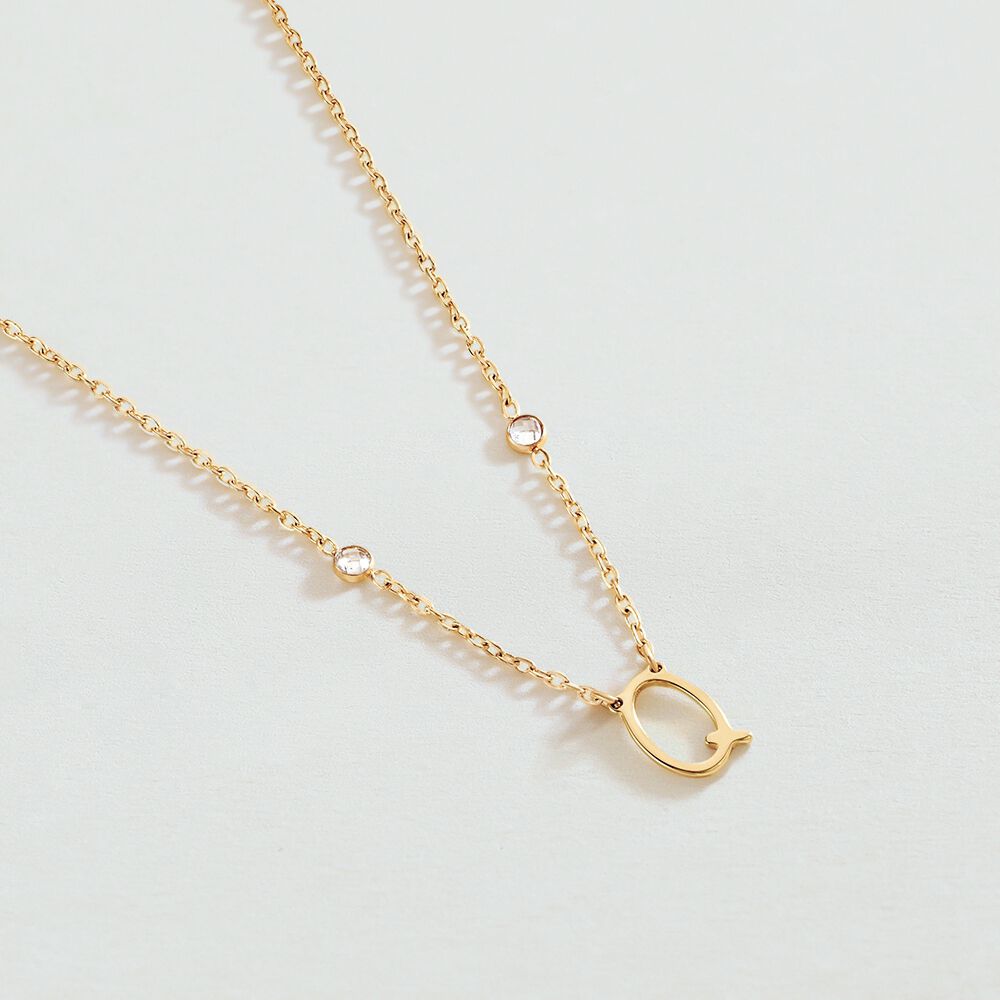 Choker necklace LETTRE Q - Crystal / Golden - Choker necklace  | Agatha