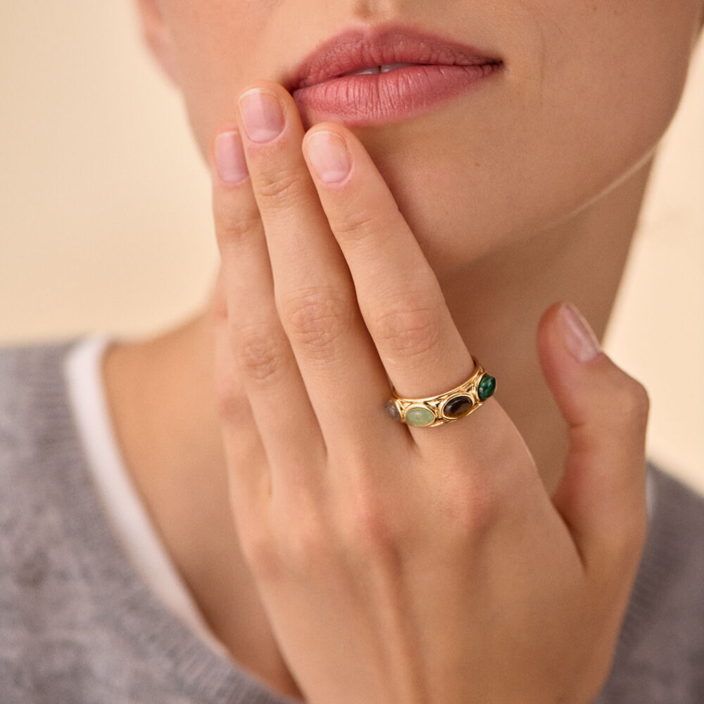 Large ring RHEA - Multicolor / Gold - Jewellery  | Agatha