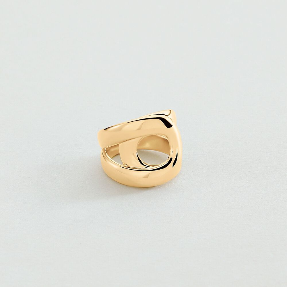 Large ring CURVE - Golden - Curve  | Agatha