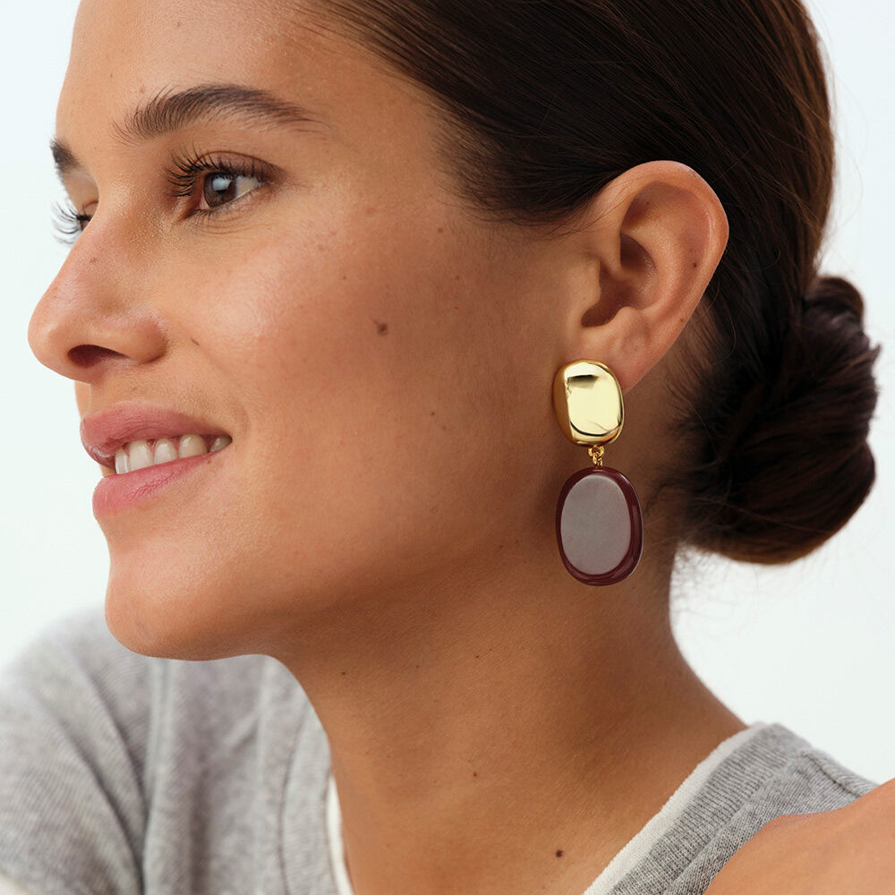 Long earrings PALAIS ROYAL - Burgundy / Golden - Earrings  | Agatha