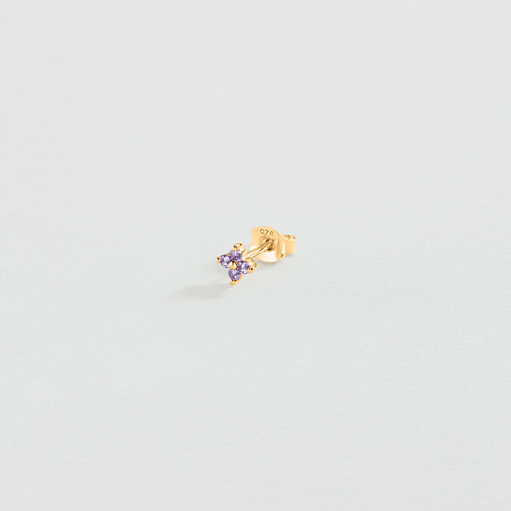 Single stud earring FLOWER MIX & MATCH - Purple / Gold - Earrings  | Agatha
