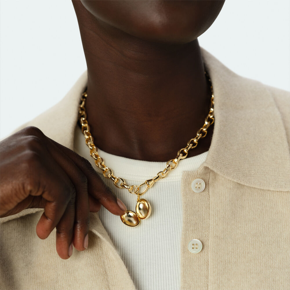 Pendant STRIPED LOCKET - Golden - Jewellery  | Agatha