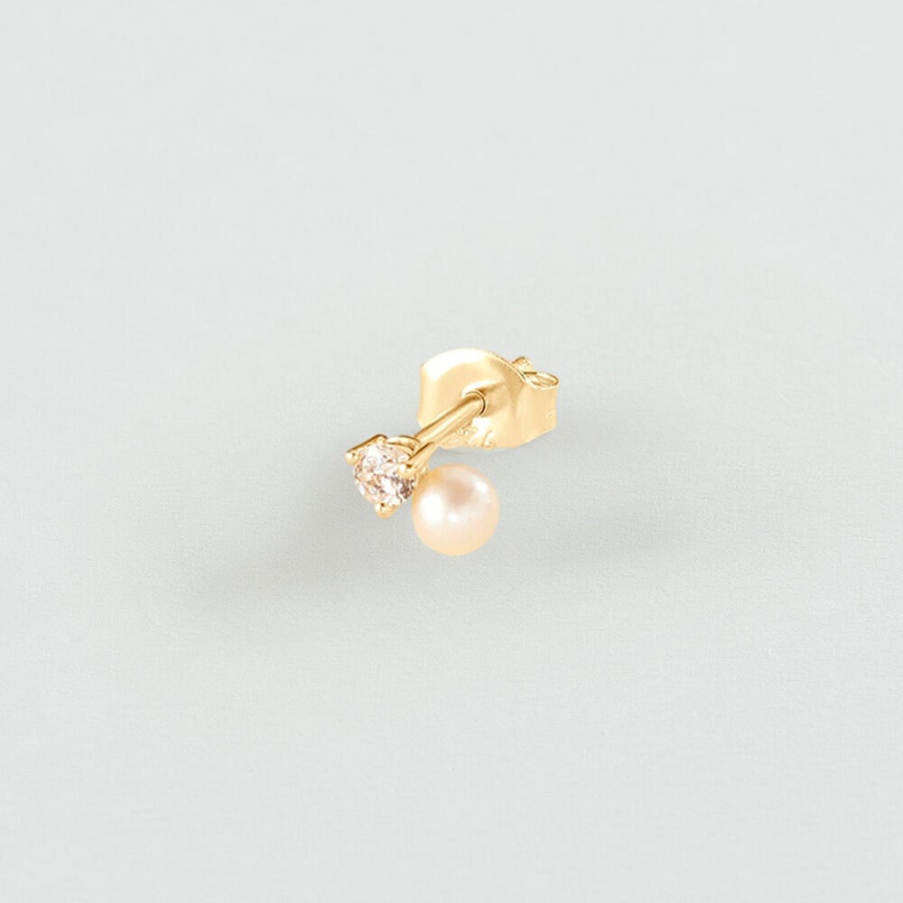 Stud earrings PEARL MIX & MATCH - Pearl / Gold - Genuine silver  | Agatha
