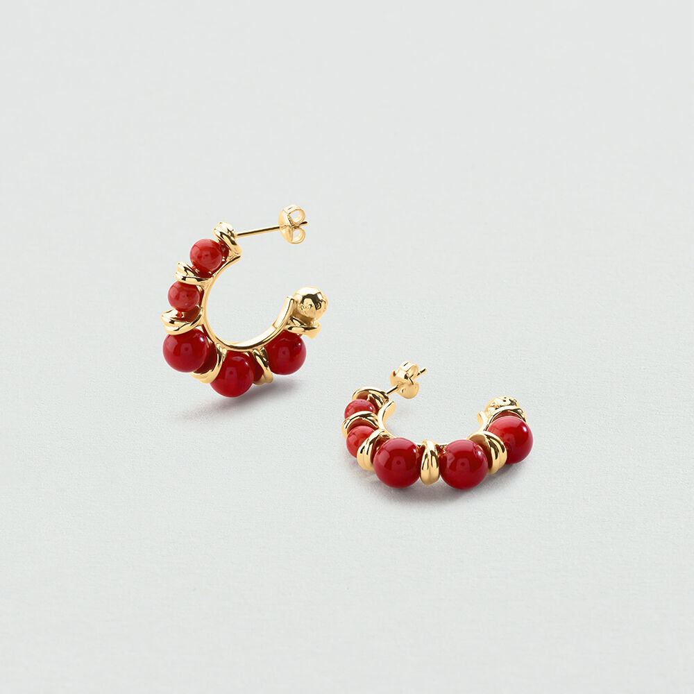 Hoops RAMATUELLE - Red / Gold - Earrings  | Agatha