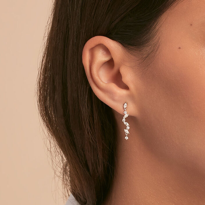 Long earrings PLEIADES - Crystal / Silver - All earings  | Agatha